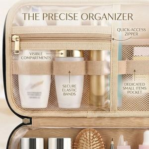 Sac de rangement cosmétique suspendu tendance avec grande poignée, compartiment spacieux, en PU, fermeture éclair, étanche, solution de rangement de maquillage de voyage - Product Image 5