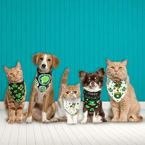 Hochwertiger St. Patrick's Day Haustier Schal Hund Bandana Baumwolle gedruckt Hund Banda nna Irish Green Plaid Clover Triangle Schal - Product Image 6