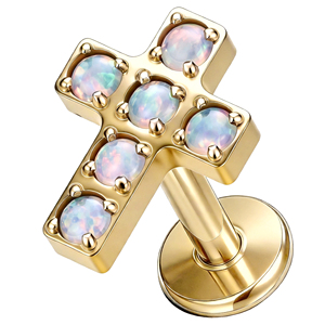Pendientes de titanio F136 5A con circonita <span class=keywords><strong>en</strong></span> forma de cruz, aretes de moda para la oreja, anillos de titanio para la <span class=keywords><strong>labio</strong></span>, joyería para <span class=keywords><strong>piercing</strong></span> corporal. - Product Image 3