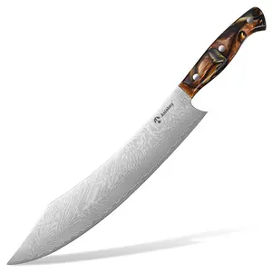 Sharp Hybrid Cleaver Chef Knife 12 Inch Damascus Steel 73 Layers Japanese AUS-10V Super Steel Kitchen Knife