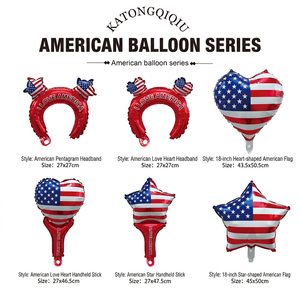 Palloncini in Foil Patriottici BLN, Bandiera Americana USA, Cuore e Stella in Mylar, Bacchetta e Fascia per Capelli, Decorazioni per la Festa del Quattro <span class=keywords><strong>Luglio</strong></span> - Product Image 1