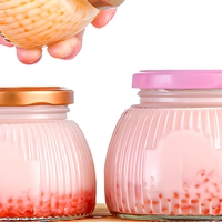 Pot de conservation alimentaire en verre à rayures verticales, avec logo personnalisé imprimé, 75ml, 100ml, 150ml, 200ml, 280ml, grand format, avec couvercle métallique à vis, pour le camping