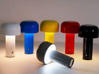 Lámpara de Mesa Recargable con Forma de Hongo, Control Táctil, Regulable, 3 Temperaturas de Color, Inalámbrica, Luz de Noche para Mesita de Noche, Carga USB-C