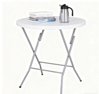 Table de bar pliante en plastique HDPE blanc, résistante à l'eau, avec tube en acier, 80 cm, pour mariages, banquets, fêtes, hôtels et centres commerciaux - Vente en gros