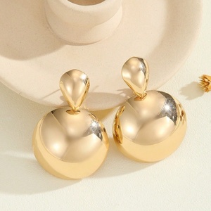 Jingciren Boutique European and American cross-border jewelry design <b>earrings</b> smooth geometric round high-end light luxury - Product Image 2