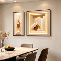 Art mural LED 3D de luxe moderne, impression d'orchidée botanique, lumière chaude, décoration murale beige, peinture minimaliste en porcelaine cristalline