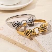 Bracelet et Jonc Double Babouche en Acier Inoxydable 316L pour Femme, Plaqué Or, Zircon Émeraude, Bijoux de Fête Étanche