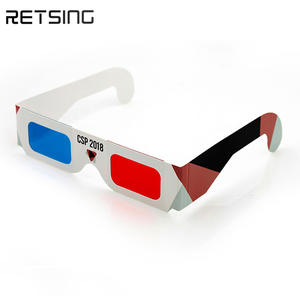 <span class=keywords><strong>Lunettes</strong></span> <span class=keywords><strong>3D</strong></span> jetables en papier rouge et bleu pour regarder des films et des vidéos - Product Image 3