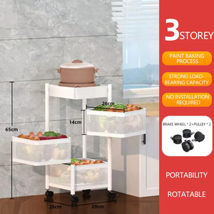 Prix préférentiel, étagère rotative pour légumes et fruits en acier au carbone, chariot roulant carré, étagère de rangement rotative pour condiments - Product Image 6