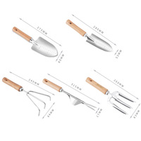 Ensemble d'outils de jardin en acier inoxydable avec manche en bois, truelle, fourche, pelle, outils de plantation pour la maison, travaux de bricolage en jardinage