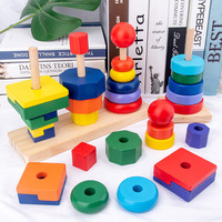 Jouets éducatifs Montessori pour enfants : Tour d'empilage arc-en-ciel, apprentissage de la reconnaissance des couleurs et de l'association des formes, pour bébés et tout-petits