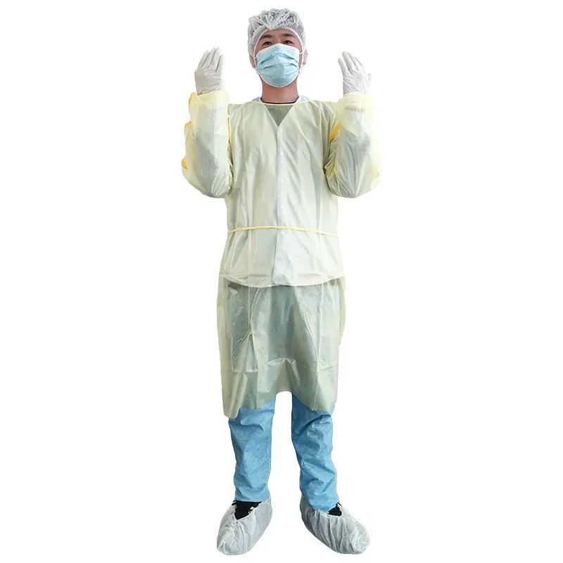 Medical manufacturer isolation gown medical protective elastic waist wrist band non-woven pe+pp isolation gown