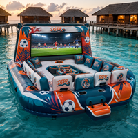 Canapé gonflable pour zone de supporters de football avec dossier flottant et support pour grand écran, idéal pour les centres de villégiature, parcs aquatiques et locations événementielles