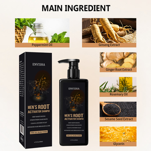 Venta al por mayor control de aceite limpiar fortalecimiento Anti pérdida de <span class=keywords><strong>cabello</strong></span> ginseng <span class=keywords><strong>crecimiento</strong></span> <span class=keywords><strong>del</strong></span> <span class=keywords><strong>cabello</strong></span> champú hombres raíz activador champú - Product Image 4