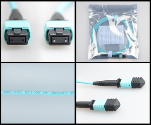 Cable de Fibra Óptica de Alta Calidad Aqua Color OM3 MPO a MPO, Latiguillo de Fibra LSZH, Cable de Conexión Multifibra - Product Image 4