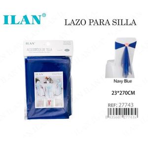 Ruban en tulle bleu marine Iln Chair Sash 23x270cm pour décoration de mariage - Product Image 3