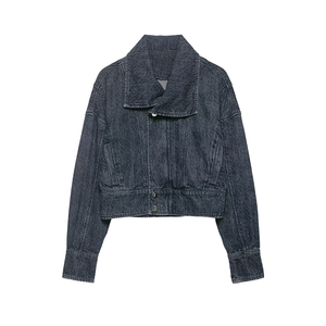 Custom Women Baggy Blue Stonewashed Printing Patch <b>Coat</b> Streetwear Ladies Custom Women <b>Denim</b> Jacket Manufacturers Stylish Casual - Product Image 1