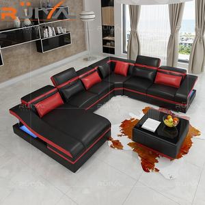 سعر الجملة الظلام البني أريكة قطاعات أريكة غرفة المعيشة أريكة الأثاث أريكة مع مصباح ليد - Product Image 4