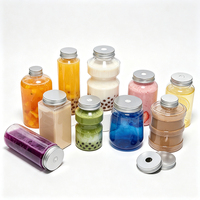 Bouteilles en plastique PET de formes variées, rondes et carrées, 250 ml, 330 ml, 500 ml, transparentes, avec couvercle, pour jus, lait, thé