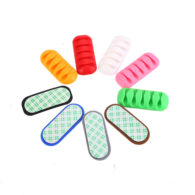 Hot Sale Custom Logo USB Silicone Desk Cable Organizer Silicone Cable Holder Clips