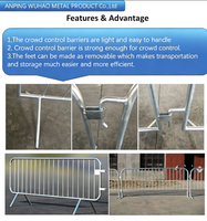 Barrière de contrôle des foules en treillis soudé en acier galvanisé à chaud, avec pieds tubulaires courbés, portable, emboîtable, barricade temporaire pour événements