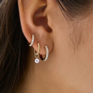 Pendientes de Diamantes Redondos de Corte Brillante, Certificados por IGI, Cultivados en Laboratorio, de Oro Sólido de 14K, Modernos para Mujer - Product Image 3