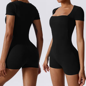 Conjunto de Fitness de 4 colores para gimnasio, mono deportivo ajustado suave, Mono corto de motorista de una pieza para mujer, conjunto de entrenamiento y Yoga - Product Image 5