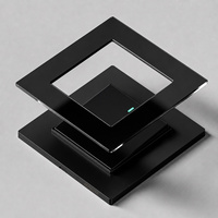 Prise murale universelle noire USB Type-C 18W à charge rapide, prise UK 16A, interrupteur à bouton en verre trempé 4 touches, double prise industrielle 3 broches