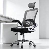 Chaise de bureau ergonomique pivotante en maille, avec appui-tête réglable, accoudoirs rabattables et hauteur réglable, idéale pour la maison et le bureau