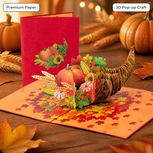 Thanksgiving Pop Up Greeting <b>Card</b> Autumn Harvest 3D Paper <b>Card</b> Holiday Gift <b>Table</b> Decor - Product Image 2