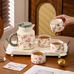Wholesale Flower Porcelain Tea Set Afternoon Teapot and <b>Cup</b> Set Ceramic Tea <b>Kettle</b> with Filter - Product Image 5