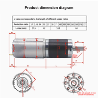 Moteur CC à engrenages planétaires métalliques 42GP-775, 12V~24V/1351RPM~7RPM, couple élevé, marche avant/arrière, régulation de vitesse PWM, ventilateur, max 150 kg