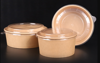 Vaisselle en papier kraft de haute qualité, ensemble de grands bols de cuisine, grands bols à salade et à soupe en bois d'acacia massif