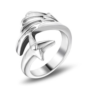 Angel Wings <b>Ring</b> Men's <b>Titanium</b> Steel Index Finger Feather <b>Ring</b> SA424 Gift Jewelry - Product Image 5