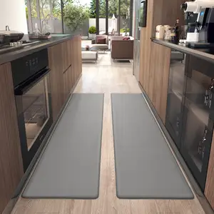 Impermeável e resistente ao óleo Scrub Anti-fadiga Kitchen Floor Mat Armazenamento Conveniente Super Soft Leather PVC Kitchen Set Modern