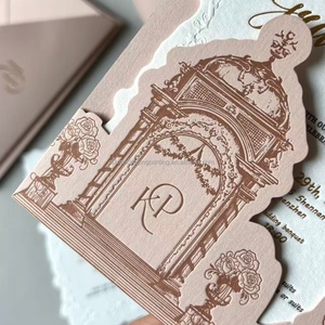 Tarjetas de Invitación de Boda, Tarjeta de Felicitación de Terciopelo, Tarjeta de Invitación de Lujo con Lámina Dorada, Logotipo Personalizado, Regalo de Agradecimiento - Product Image 4