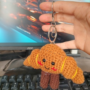 Handmade Crochet Donut Keychain <b>Knitted</b> Dessert <b>Bag</b> Charm Cute Pendant Sweet Soft Yarn Keyring <b>for</b> Women Girls Gift - Product Image 4