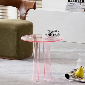 Table basse moderne ronde en acrylique transparent (Lucite) personnalisable avec logo et épaisseur sur mesure pour salon – Vente chaude directe usine - Product Image 2