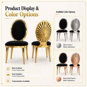 Gold Double Sided Sunburst Back Stainless Steel <b>Chair</b> with Padded Seat for Wedding Banquet Party Rental and Wholesale Supply - Product Image 4