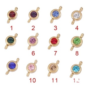Pendentif en Acier Inoxydable Plaqué Or 18K PVD avec Zircon Coloré de 6mm, Breloque Pierre de Naissance en Acier Titane, 12 Mois, Accessoires de Bijoux DIY - Product Image 3