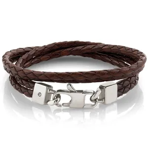 2023 New Arrival Brown Braided Leather Wrap Personalized Charm Bracelets For Couple