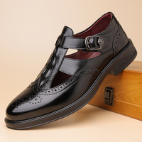 Chaussures pour hommes en cuir véritable, bout fermé, respirantes, légères, semelle en caoutchouc antidérapante, pour le bureau