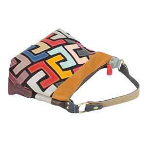 Ando Bag Genuine Cowhide Leather Crescent Shoulder Bag Women Colorful Geometric Patchwork <b>Crossbody</b> <b>Purse</b> - Product Image 4