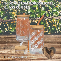 Vente en gros de mugs en verre borosilicate givré moderne de 16 oz, avec couvercle à paille, impression personnalisée, scellés, pour cadeaux, pour filles, pour eau, vin, cola