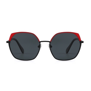 Gafas de Sol Unisex Estilo Ojo de Gato, Montura Roja y Azul, Lentes Marrones, Protección UV400, Estilo Moderno para Adultos - Product Image 6