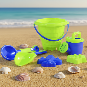 Kids <b>Beach</b> Sand Toy Set with Bucket Watering Can Shovel Rake and Sea Animal Molds Mesh <b>Bag</b> - Product Image 3