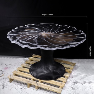 Italian <b>Bamboo</b> Transparent Crystal Round Petal Flower Dining <b>Table</b> High-end Light Luxury Irregular Design - Product Image 4