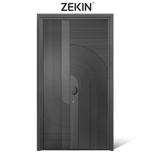 Portes d'entrée de sécurité en aluminium anti-effraction et étanches ZEKIN DOOR, style pivot américain avec verre pour usage extérieur - Product Image 6