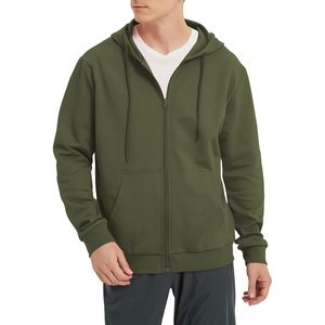 FOXA Sweat-shirt léger à capuche zippé pour homme, à manches longues, coupe ajustée, veste basique avec poches, respirant - Product Image 1