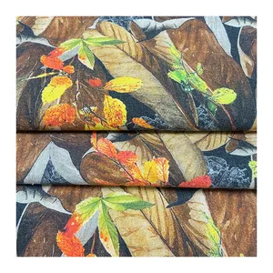 Usine nouvelle fin d'automne feuilles tombées style imprimé rayonne Polyester lin mélangé tissu pour canapé